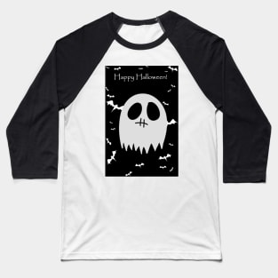 "Happy Halloween" Stitched Mouth Ghost Baseball T-Shirt